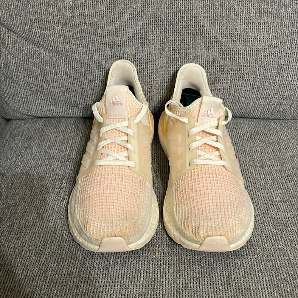 Adidas Ultraboost 19 Off White Glow Orange Running Shoes Women’s 9